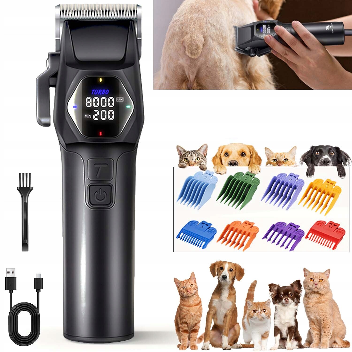 Stroj Na Stříhání Psů A Koček A Zvířat, Sada Pro Tiché Stříhání Psů, 4 Rychlosti