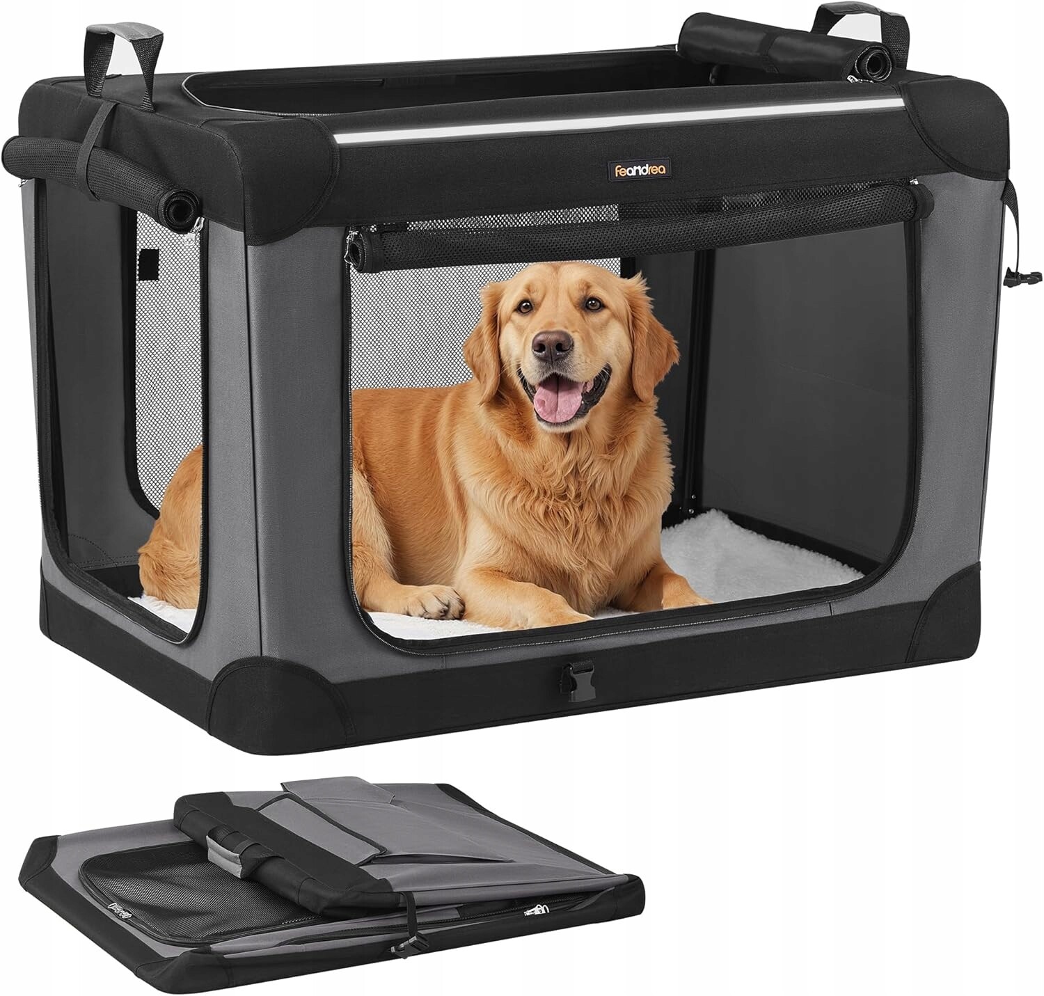 Přepravka pro psa skládací z tkaniny Oxford XL 91,6x63,5x63,5 cm, černá