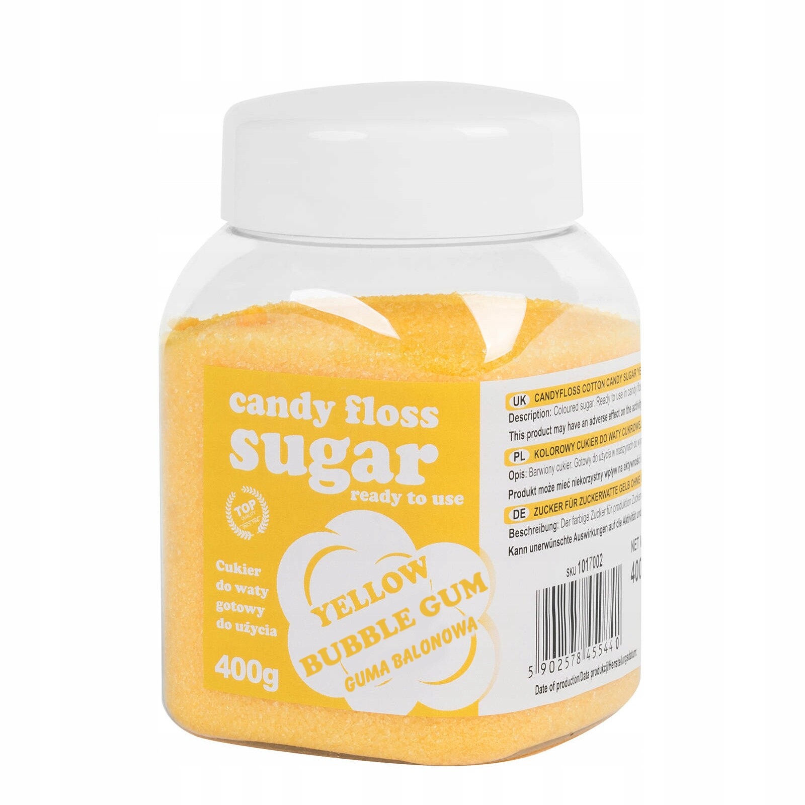 Barevná cukrová vata cukrová žlutá přírodní cukrová vata příchuť 400g