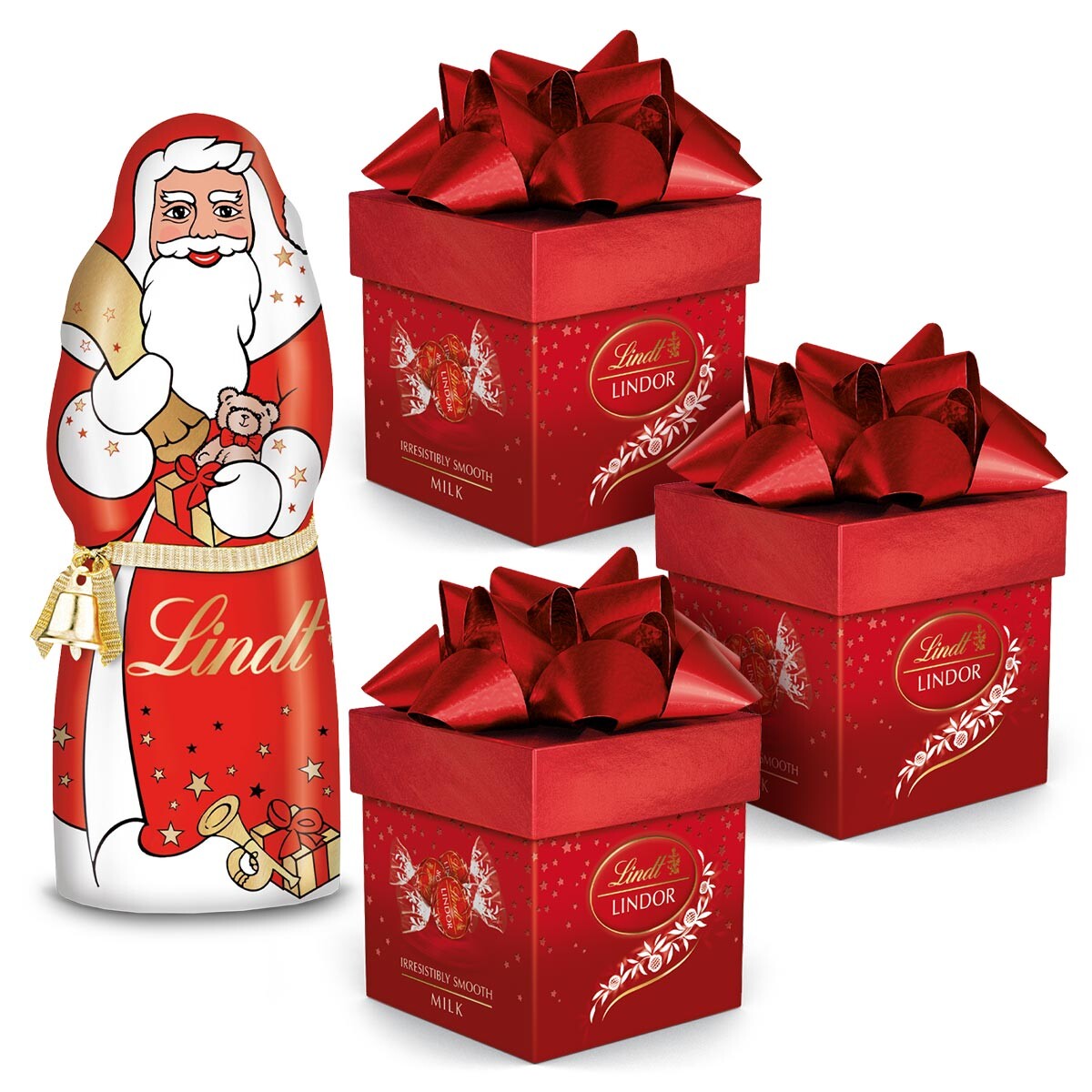 Sada Lindt Mikuláš z mléčné čokolády Pralinky Lindor mléčná cube 350 g