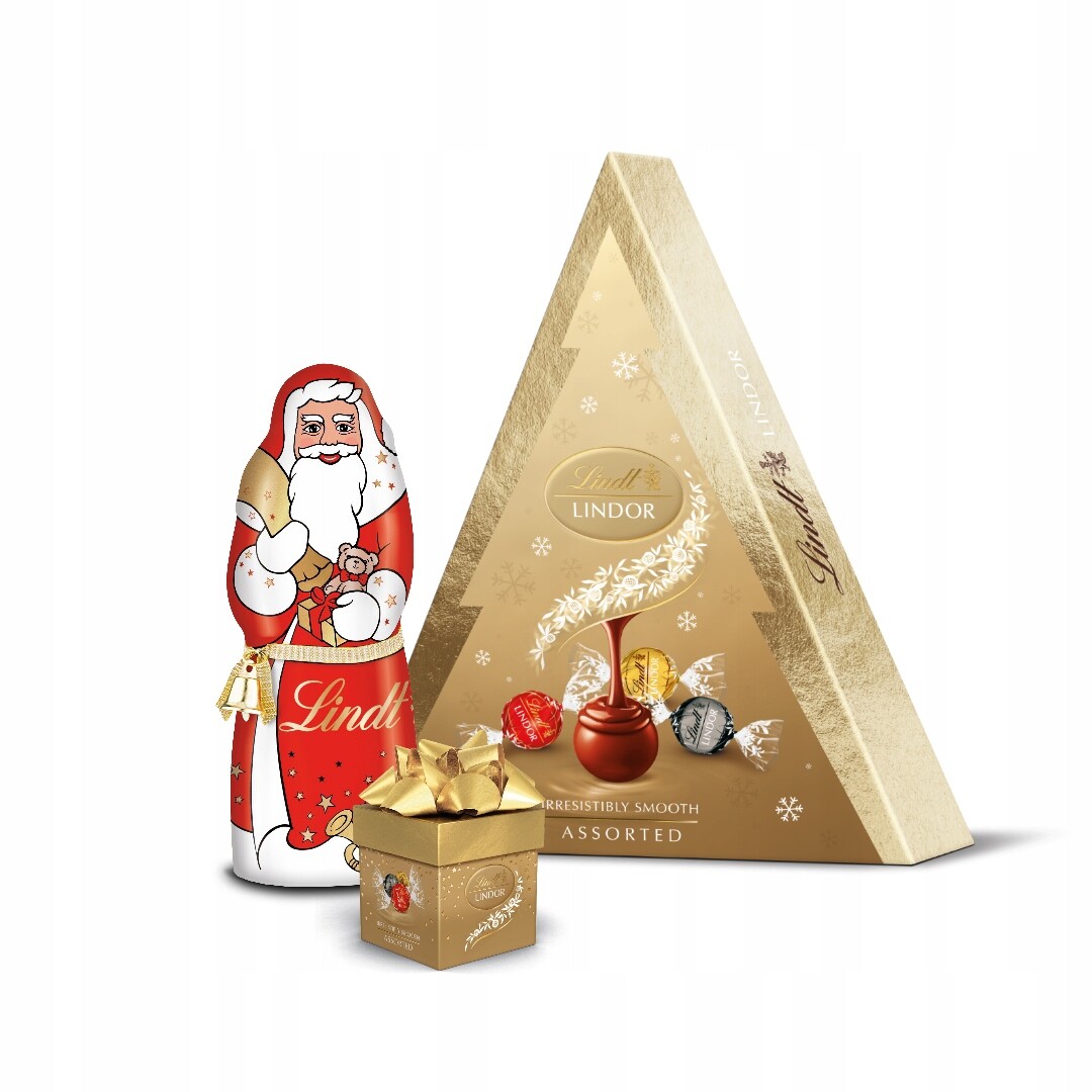 Lindt Mikuláš čokoládový pralinky Lindor assorted vánoční stromek cube 325g