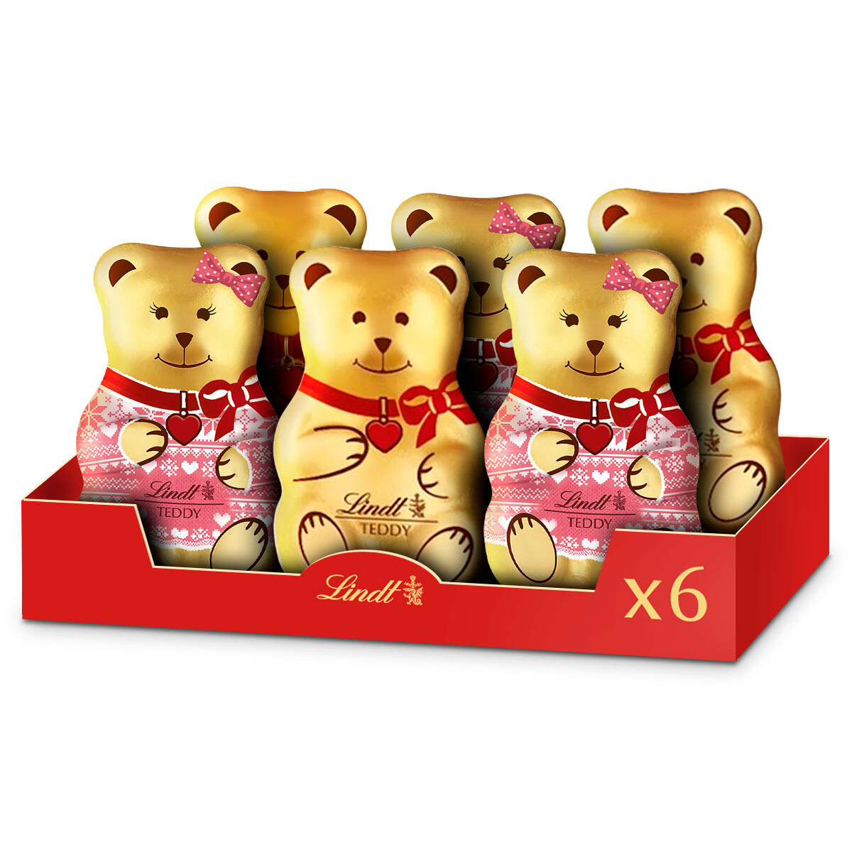 Lindt medvídek z mléčné čokolády Teddy Boy&Girl čokoládová figurka 40 g x 6