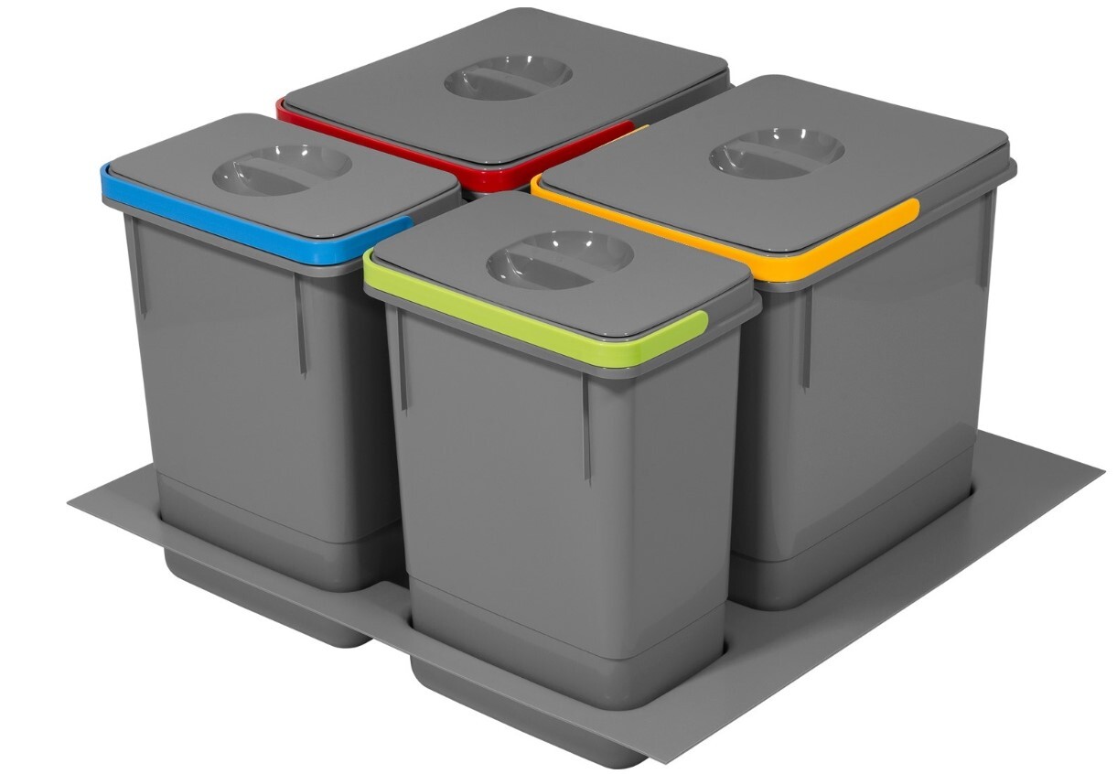 Odpadkový koš kontejner na odpadky Rubio 60 cm 2x15 l+2x7 l šedý