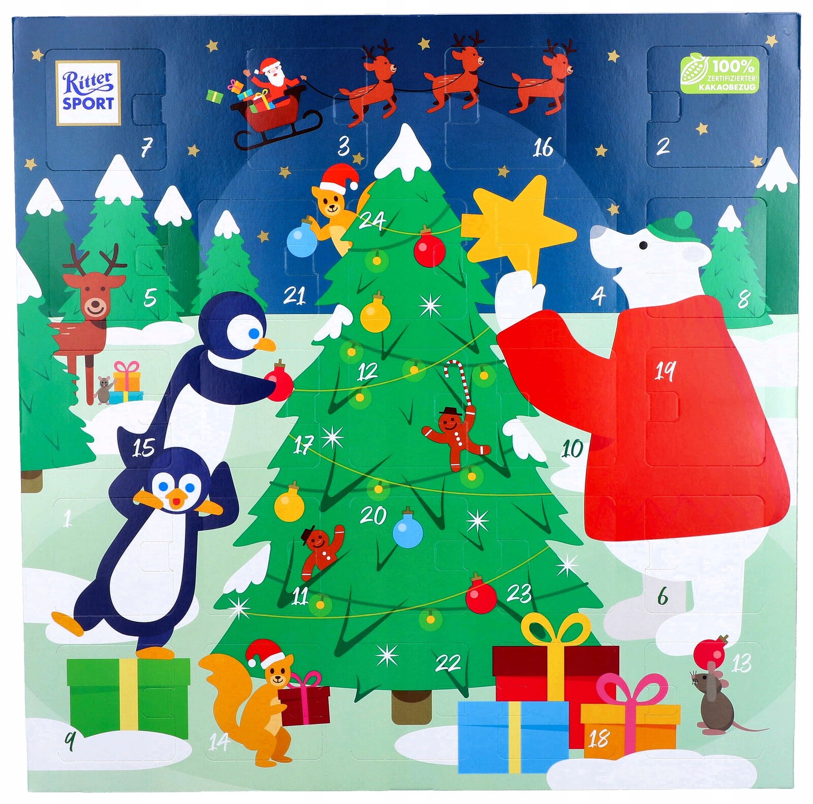 Ritter Sport Adventní kalendář 347 g Čtverec pro děti na Vánoce s De