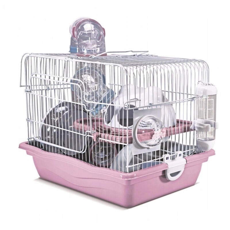 Klec pro hlodavce k dočasnému pobytu 35,5 x 26,6 x 27,5 cm, bílá/růžová