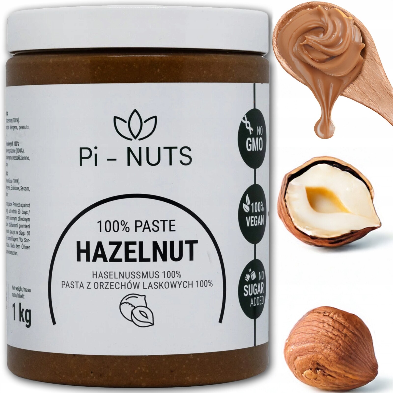 Arašídové Máslo 1 kg 100% pasta z lískových oříšků Bez Přidaného Cukru