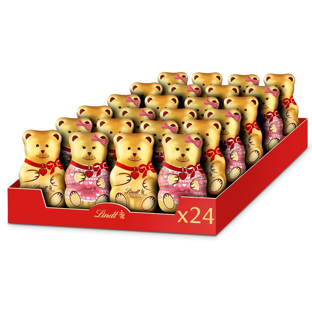 Lindt medvídek z mléčné čokolády Teddy Boy&Girl čokoládová figurka 40g x24