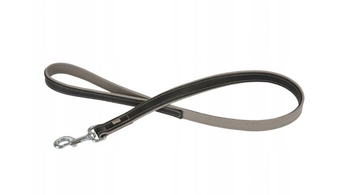 Kožená Vodítko na krk, M: 25 mm 100 cm, černá/šedá