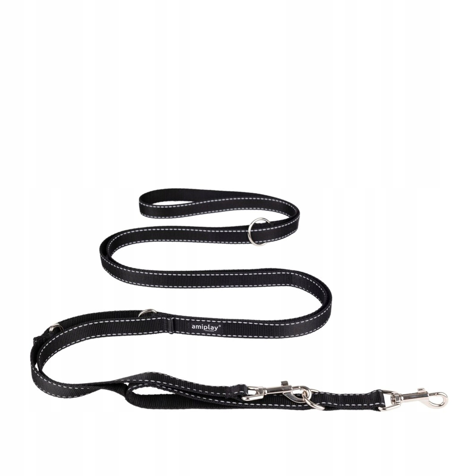 Vodítko pro psa Amiplay Reflective 8v1 nastavitelná černá XL 200-400 x 2,5 cm