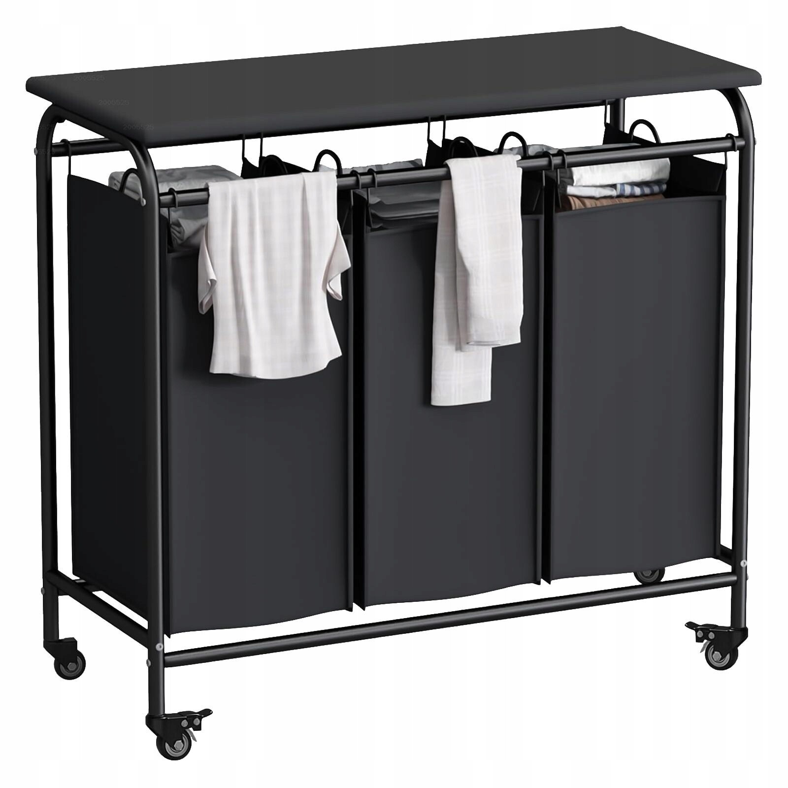 Praktický třídicí košík na prádlo se třemi přihrádkami a žehlicí plochou