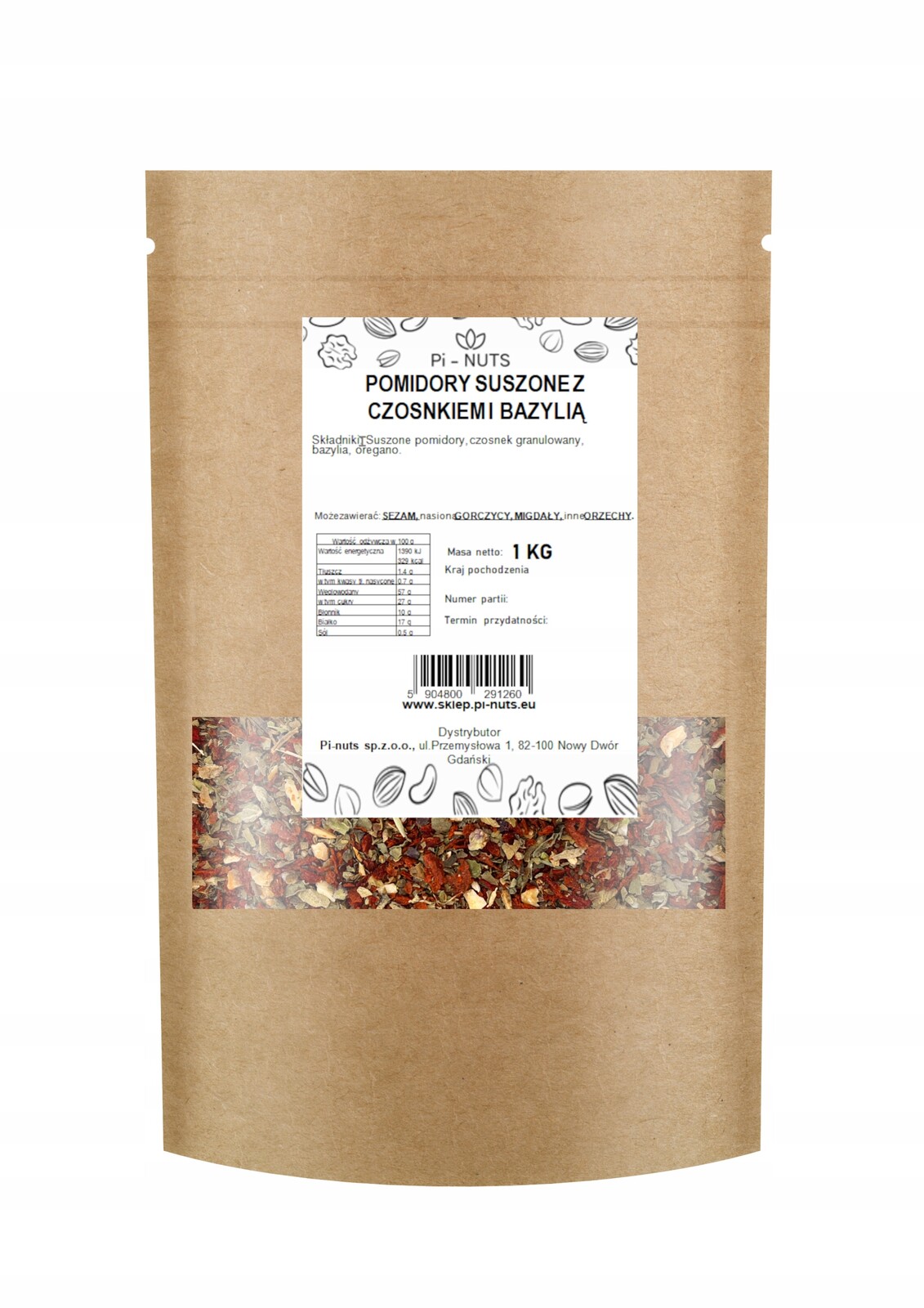 Sušená Rajčata s česnekem a bazalkou 1 kg