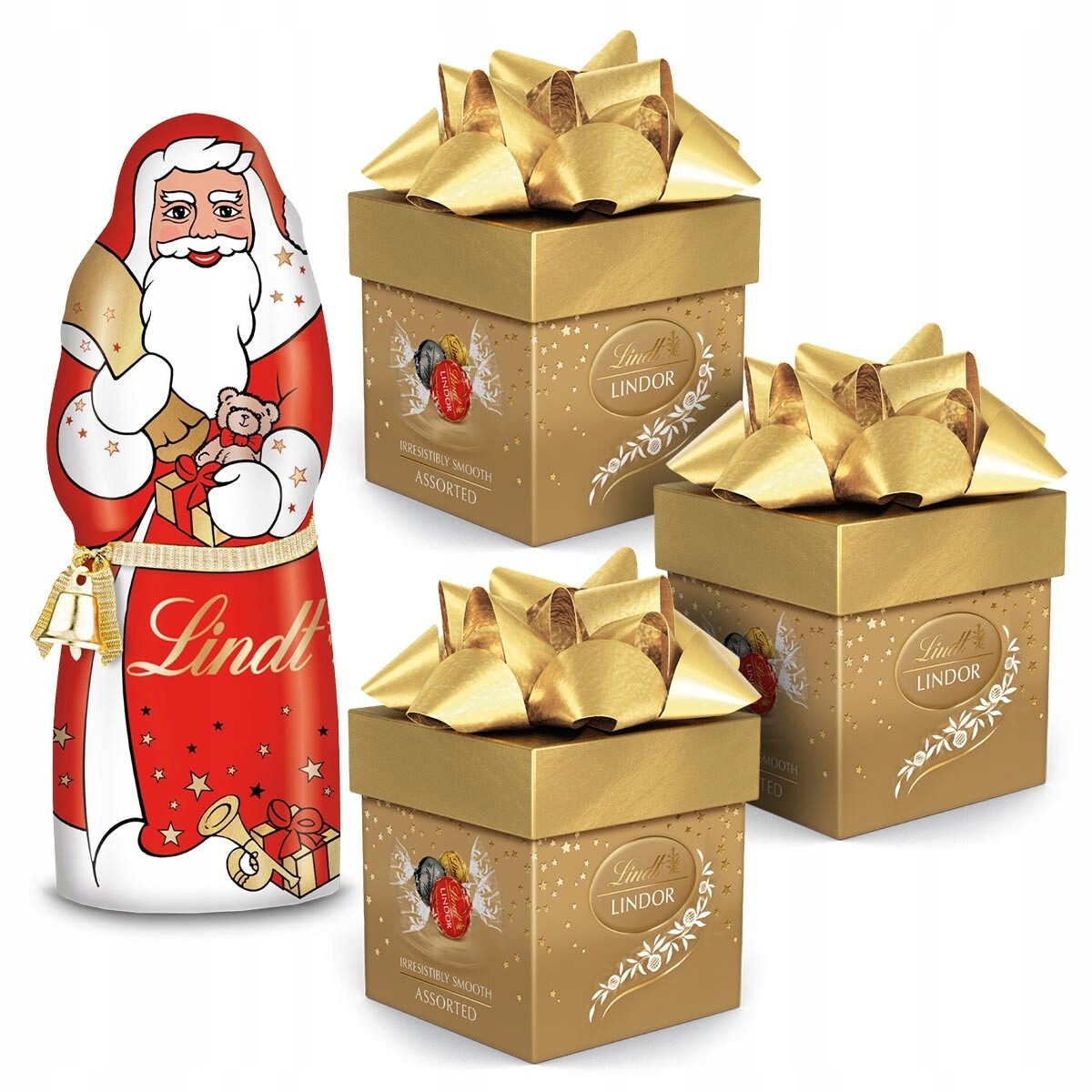 Sada Lindt Mikuláš z mléčné čokolády Pralinky Lindor cube assorted 350 g