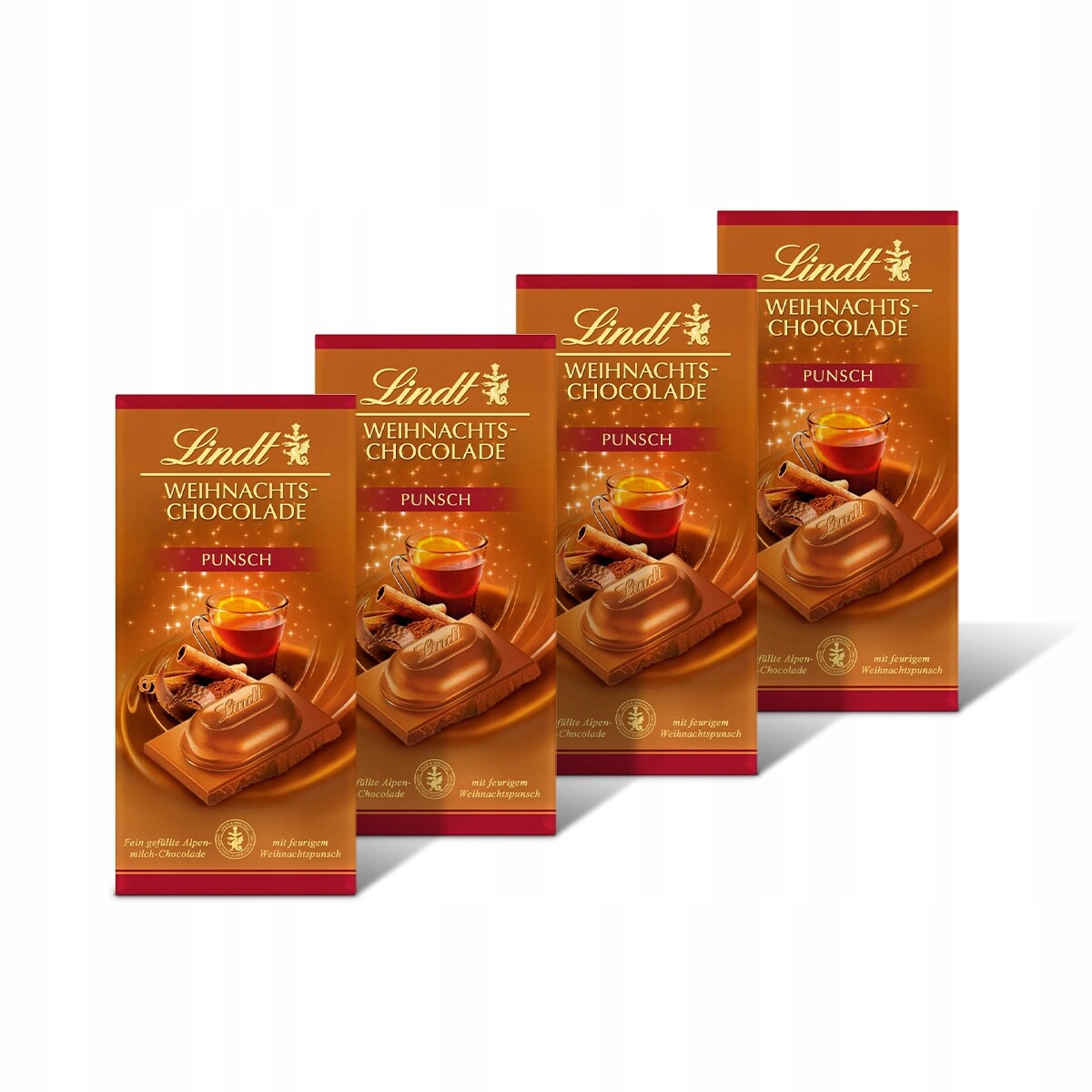 Vánoční sada čokolád Lindt Weihnahts s punčem 4x100 g