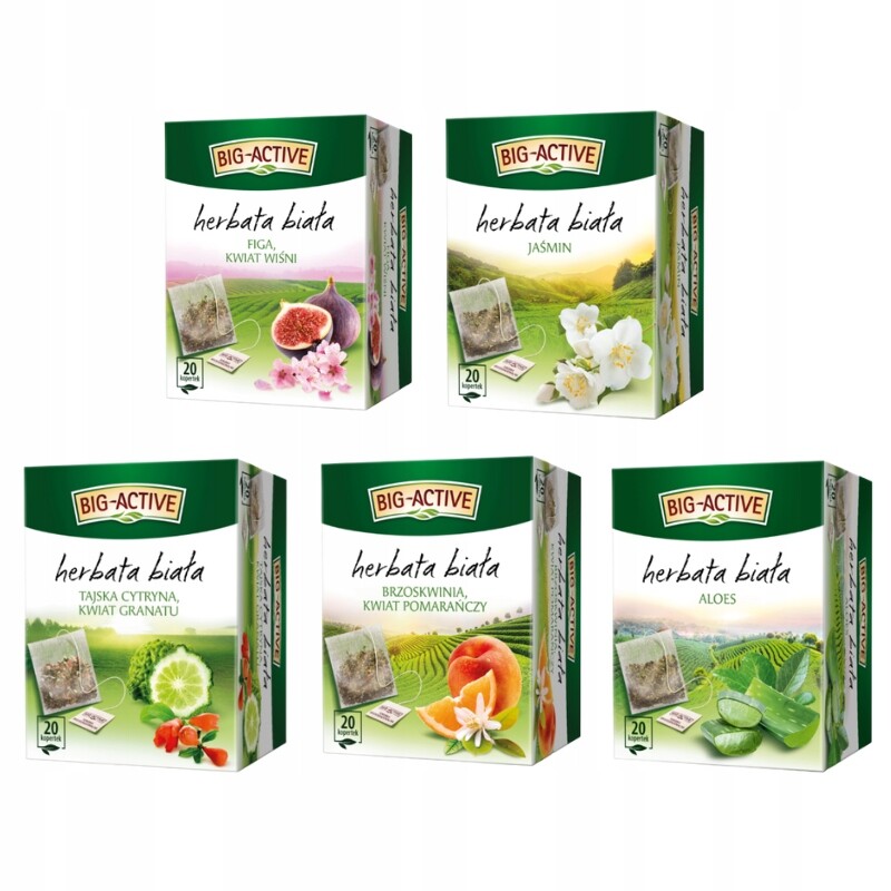 Big Active Bílý čaj Jasmín Aloe Fíkový čaj v sáčcích 5x20 sáčků