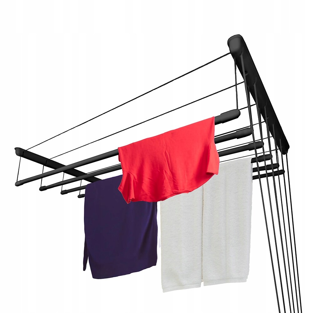 Sušák 6 Tyčí 130 CM černý Na Prádlo, Spodní Prádlo, Koupelna, Balkon