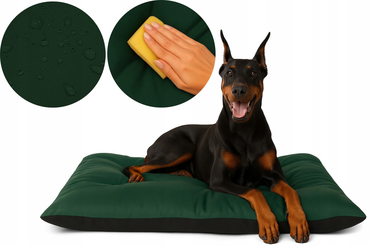 Pelíšek pro Velkého psa, polštář, Potah 120x80, Voděodolný, tmavě zelený
