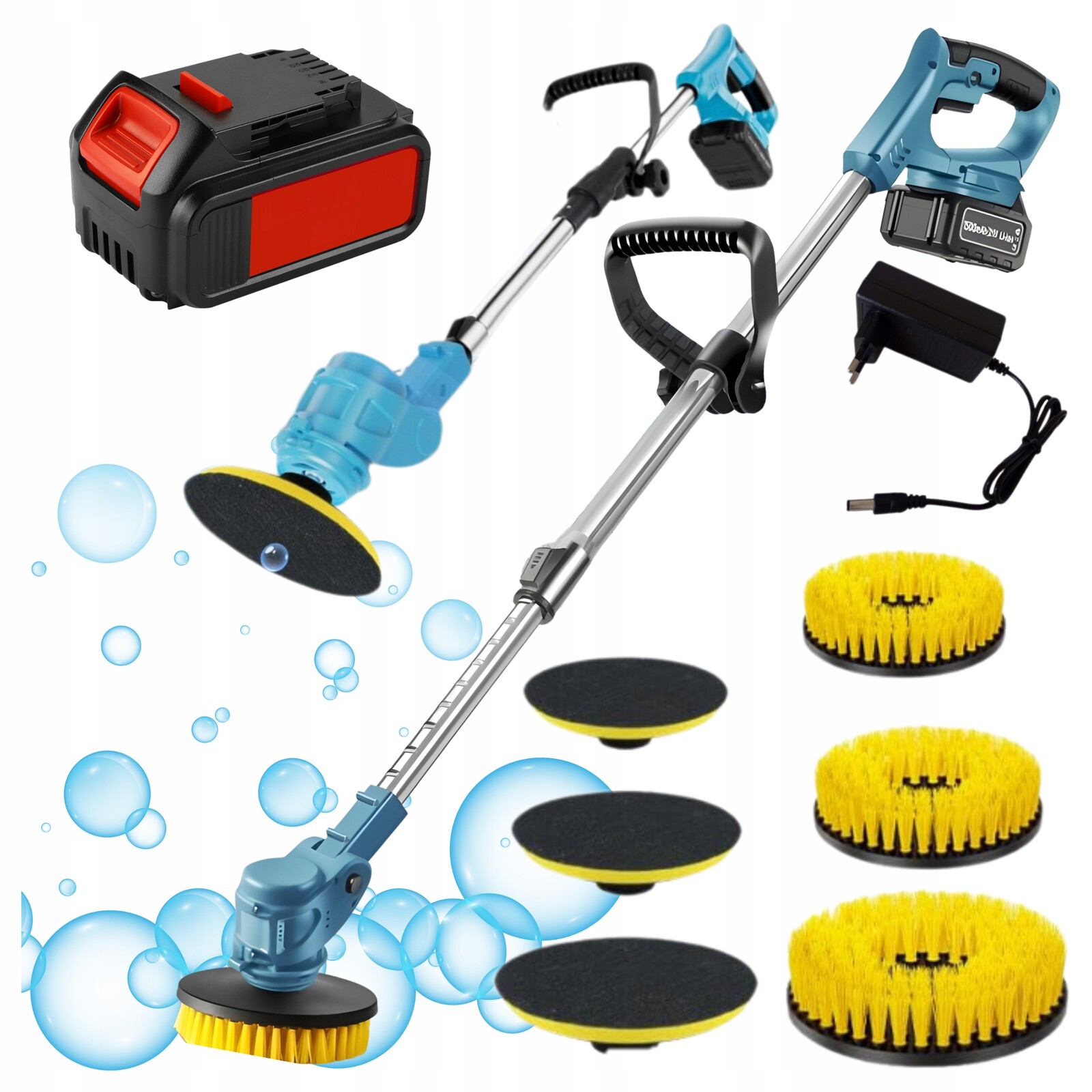 Elektrický čisticí kartáč Mop akumulátorový se 6 nástavci 1500W 21V