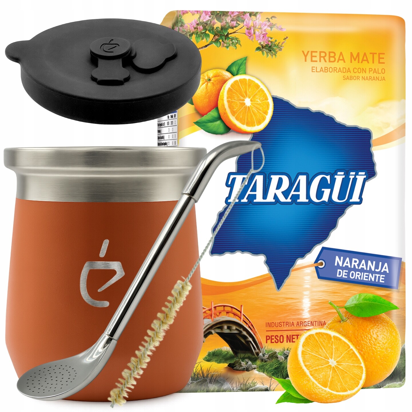 Kompletní sada yerba maté Taragui Naranja Termolid DualFlow růžová