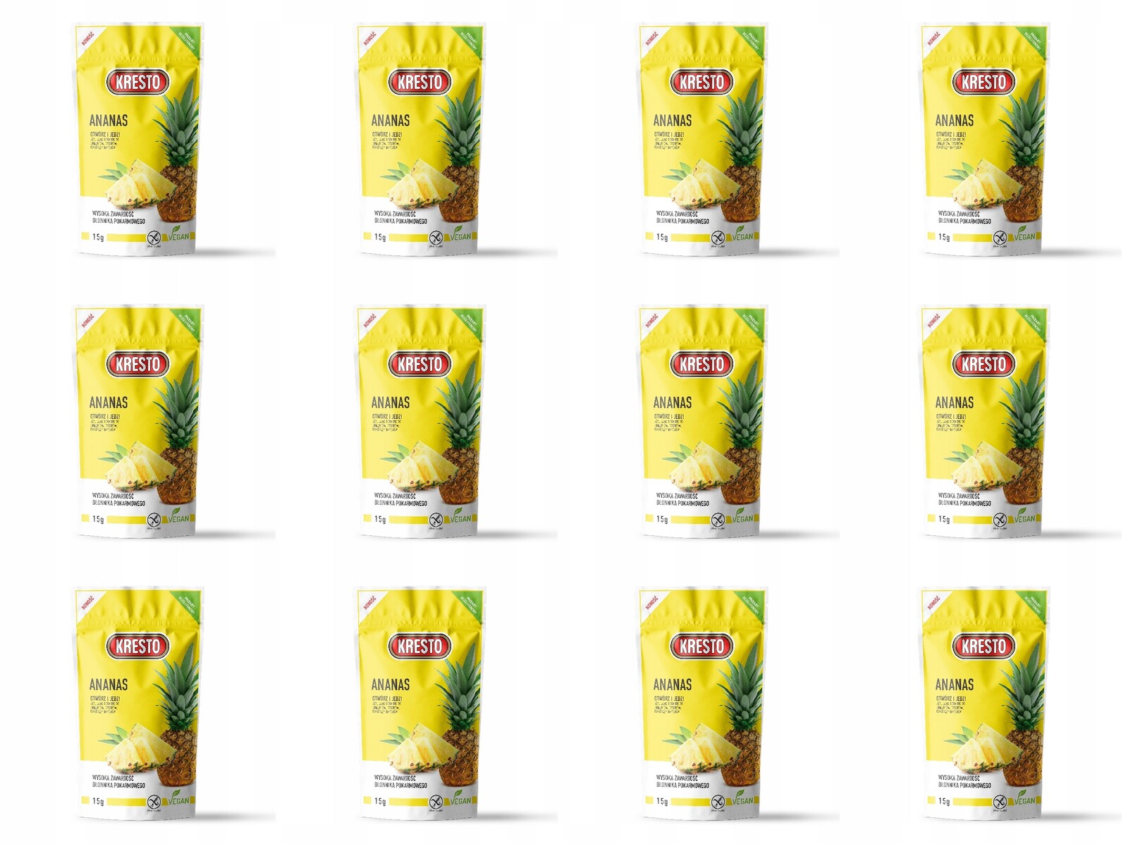 12x Kresto Ananas lyofilizovaný 15g Zdravá Svačinka Bez Cukru A Konzervantů