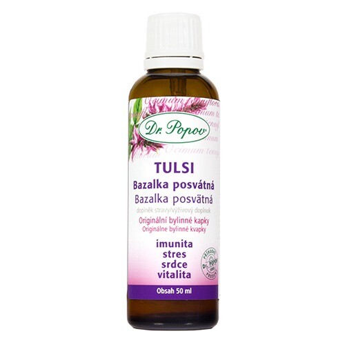 Tulsi-Bazalka posvátná, originální bylinné kapky, 50 ml Dr. Popov