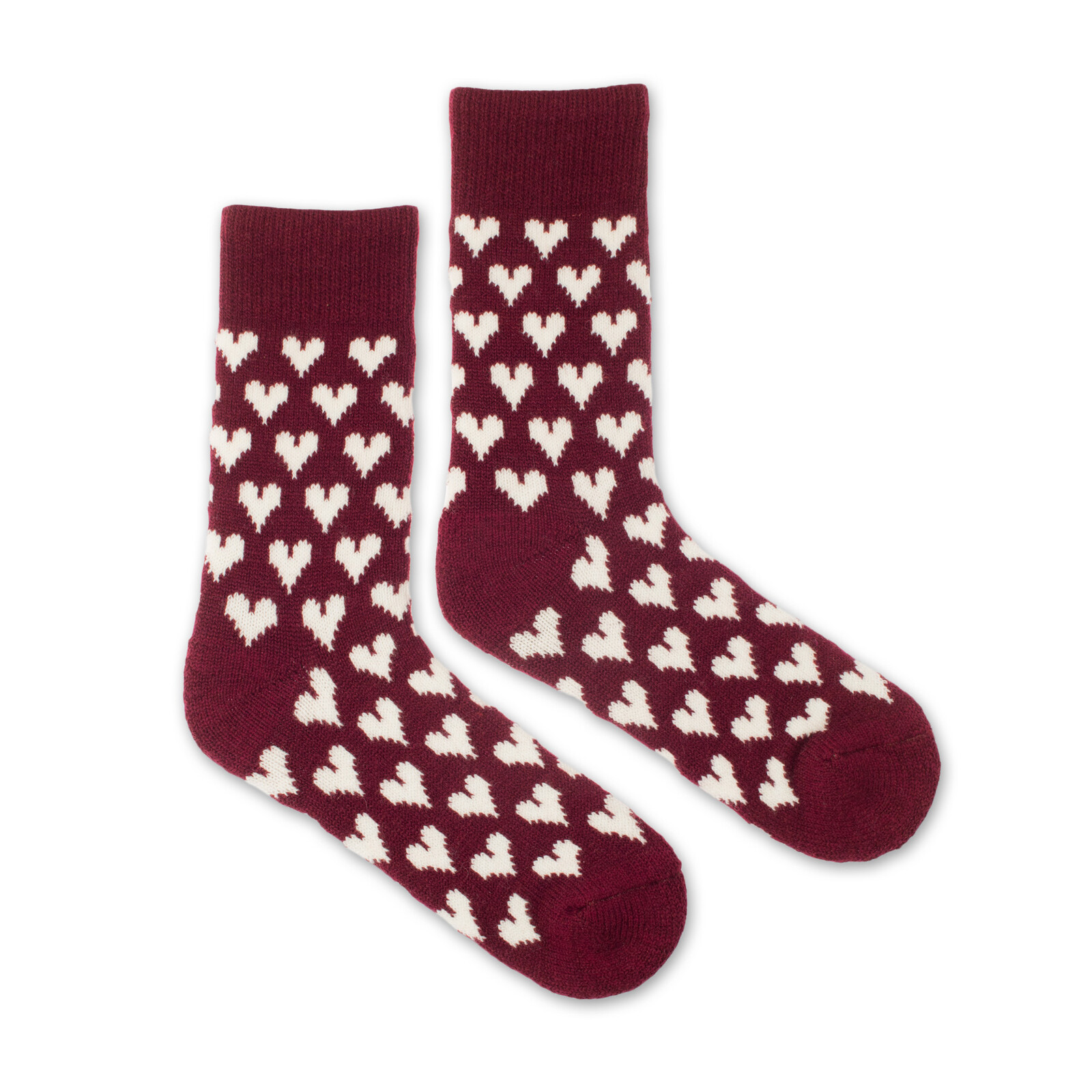 Vlněné ponožky Vlnáč Srdce bordó