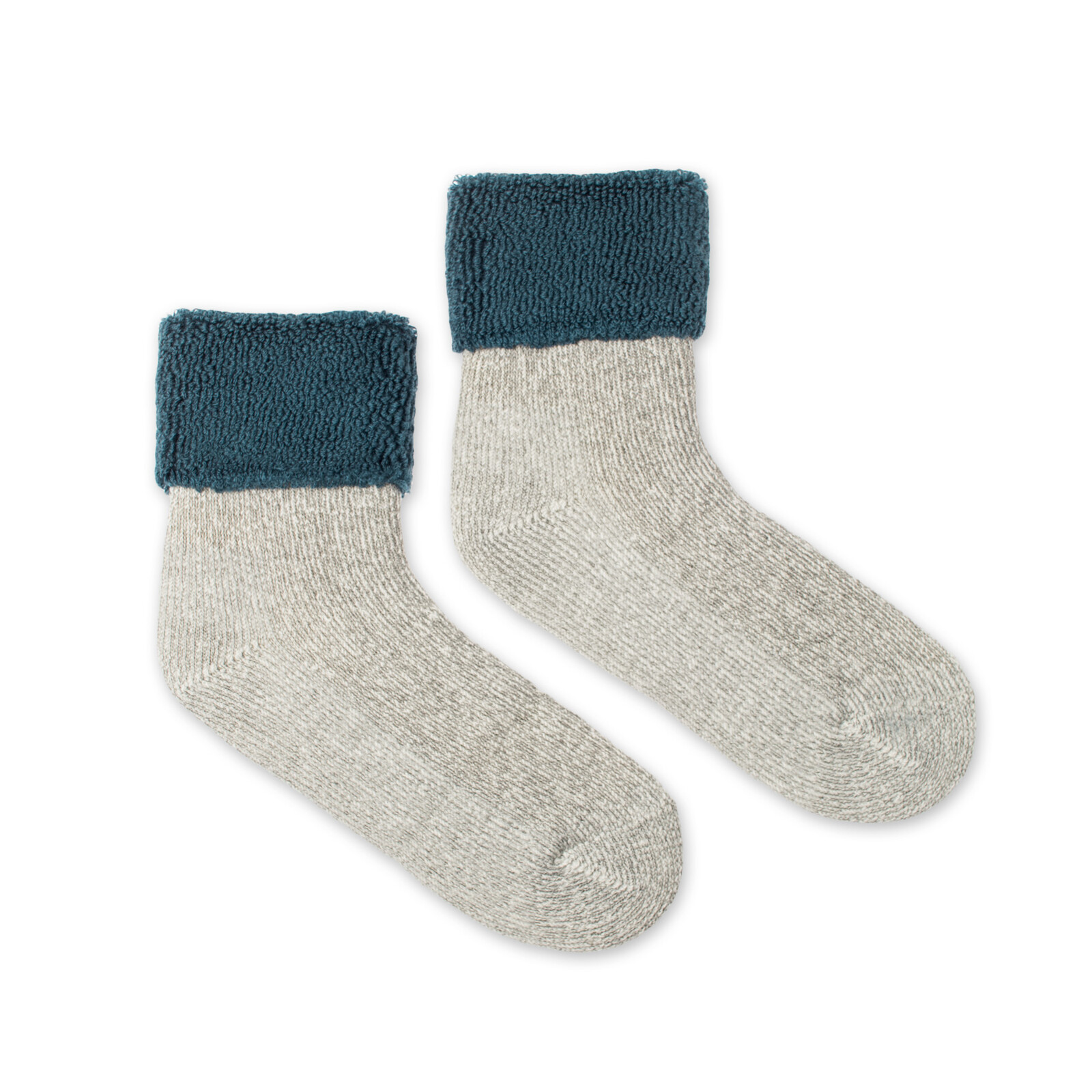 Vlněné ponožky Vlnáč Termo šedé, modrý lem