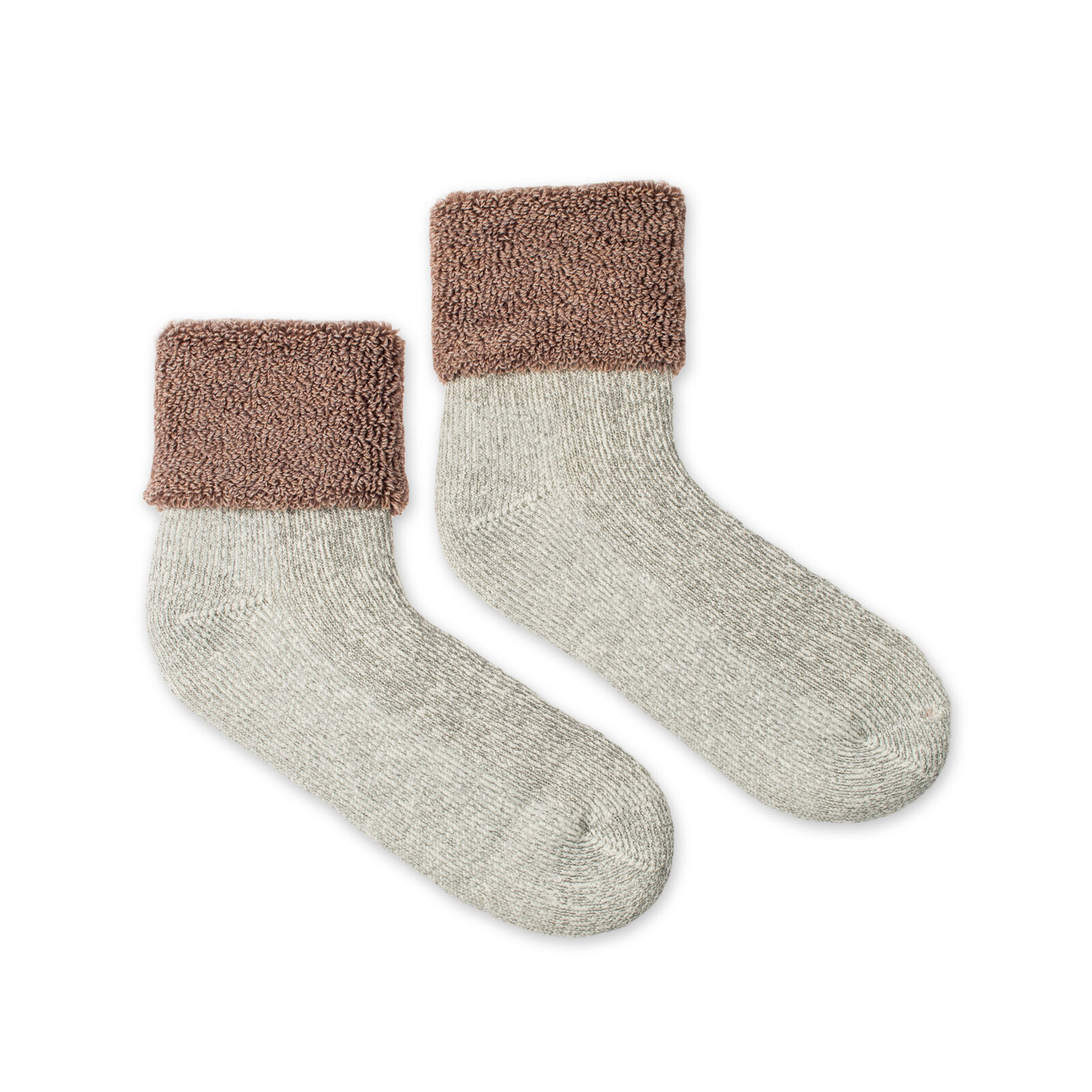 Vlněné ponožky Vlnáč Termo šedé, hnědý lem