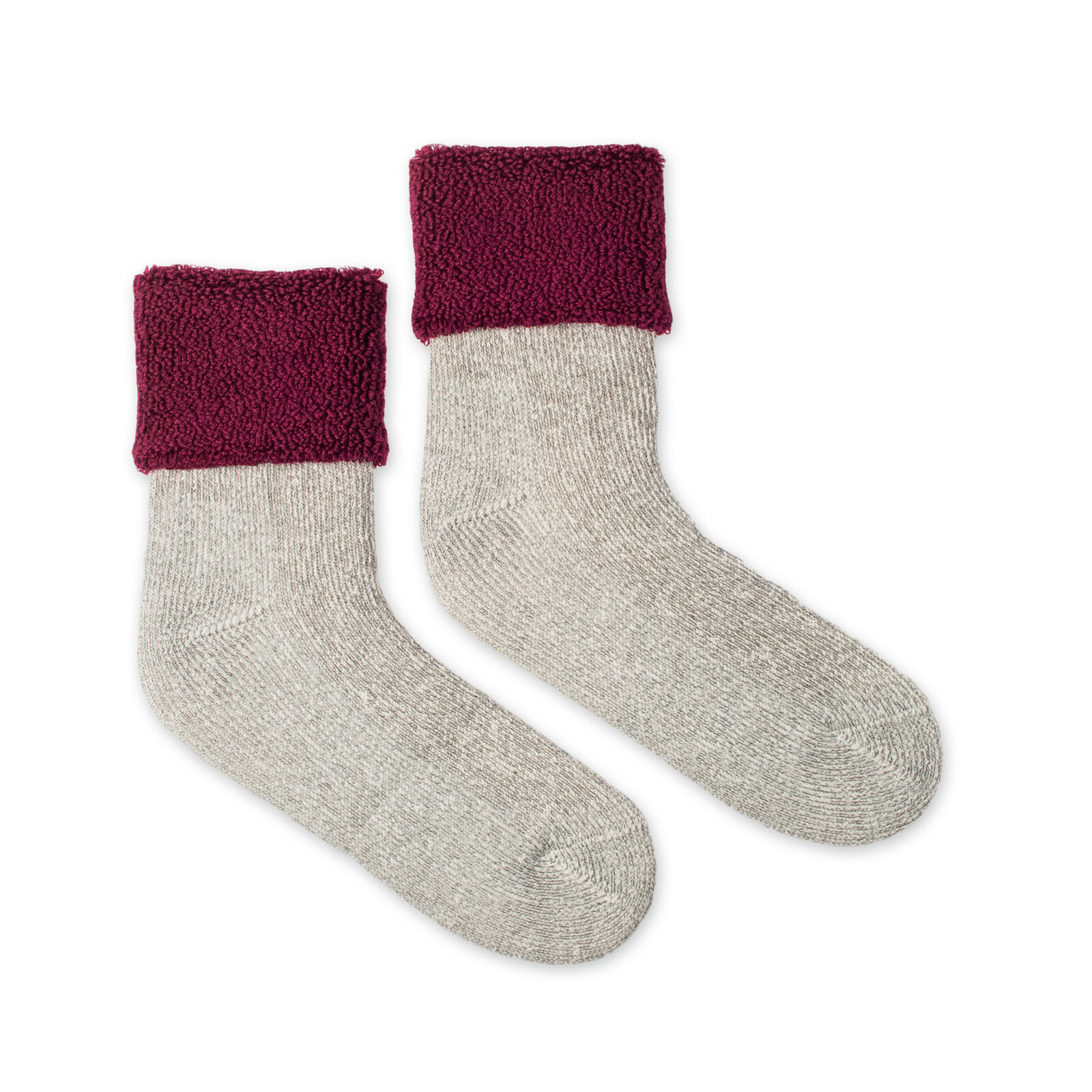 Vlněné ponožky Vlnáč Termo šedé, bordový lem