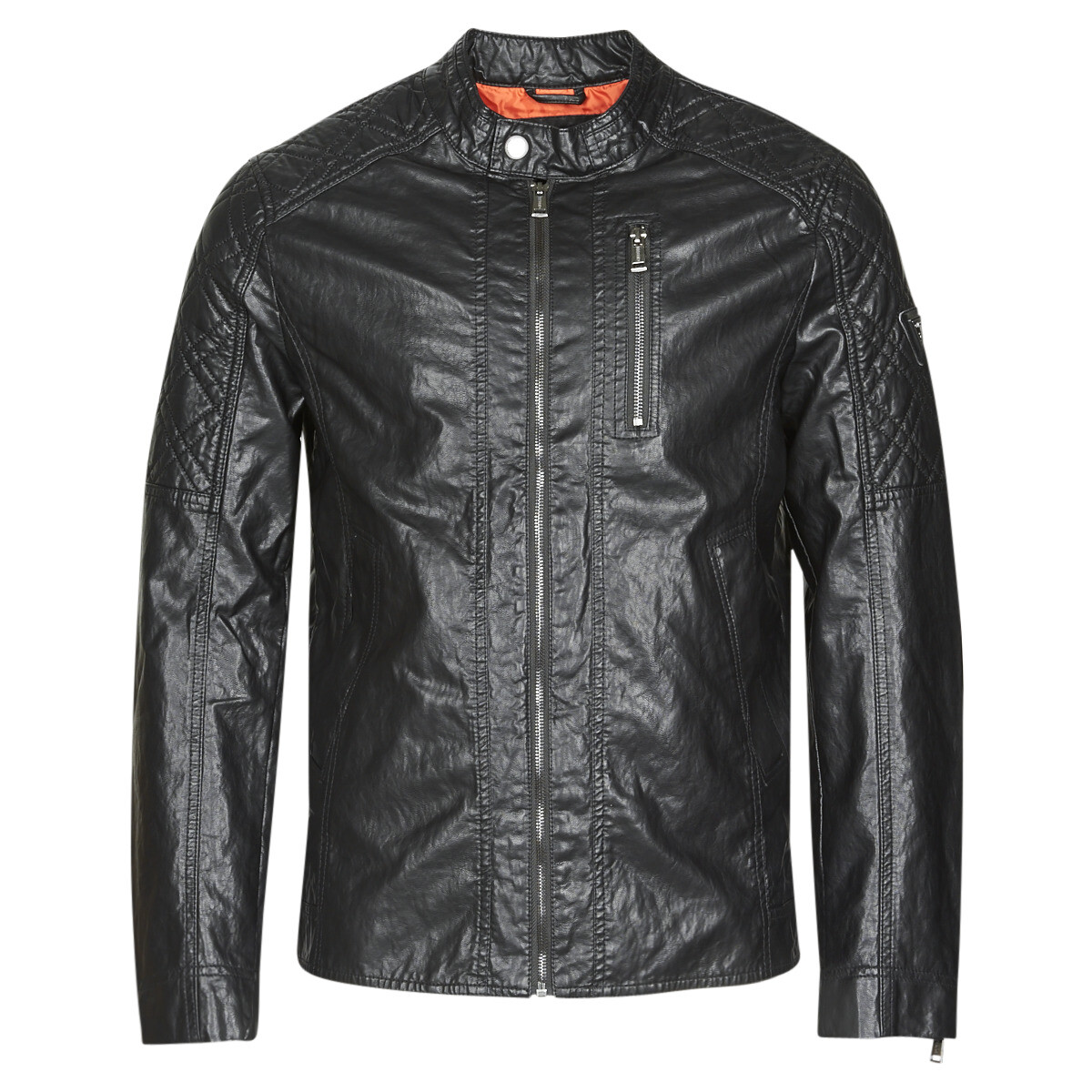 Guess QUILTED ECO LEATHER JACKET Černá