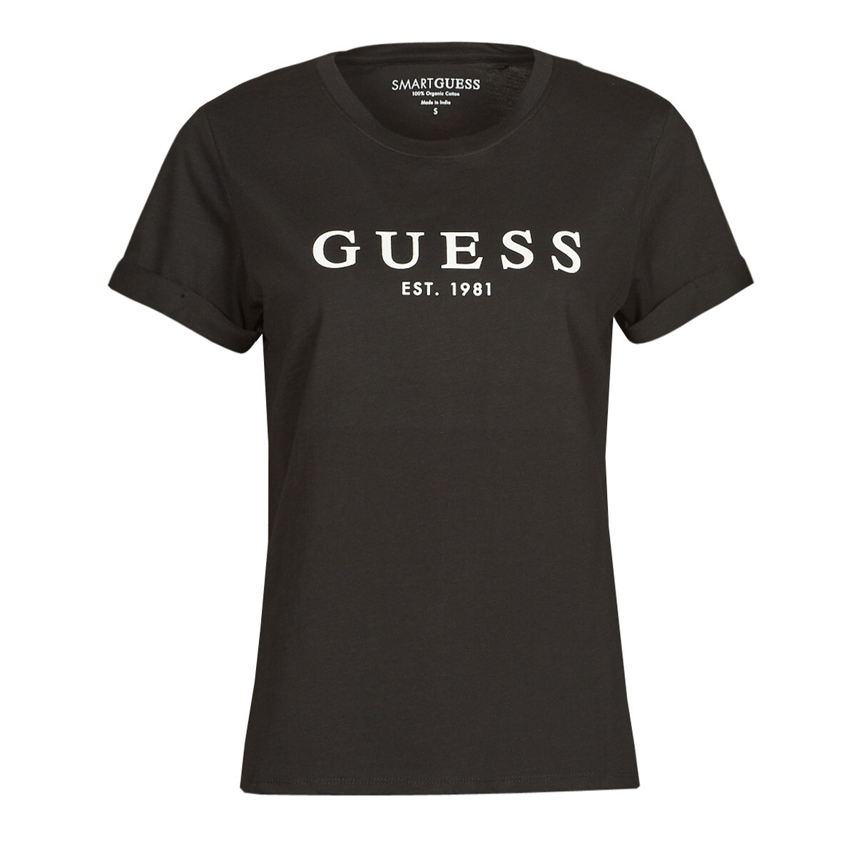 Guess  ES SS GUESS 1981 ROLL CUFF TEE  Černá