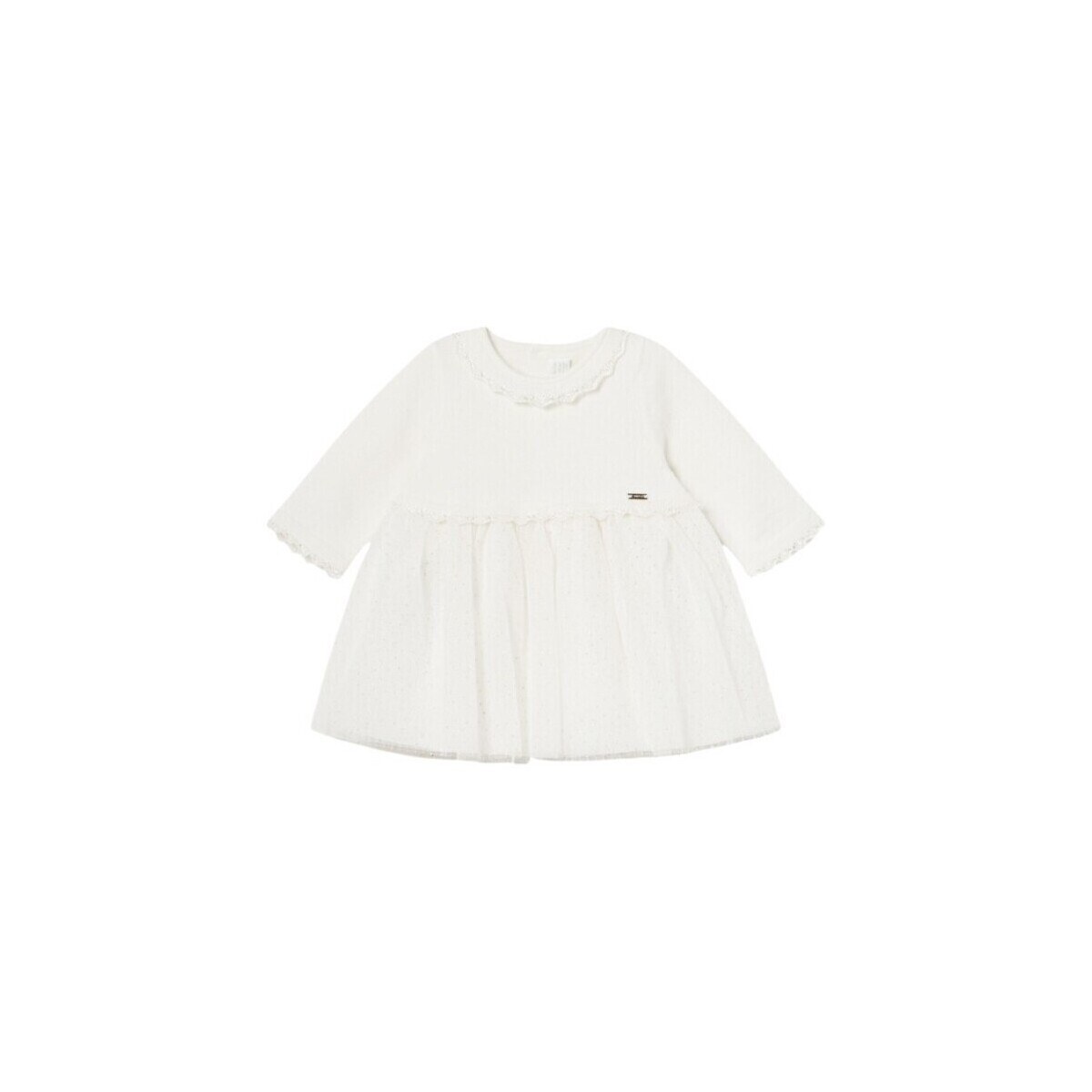 Mayoral  2806 VESTIDO COMBINADO TUL Crudo  Bílá