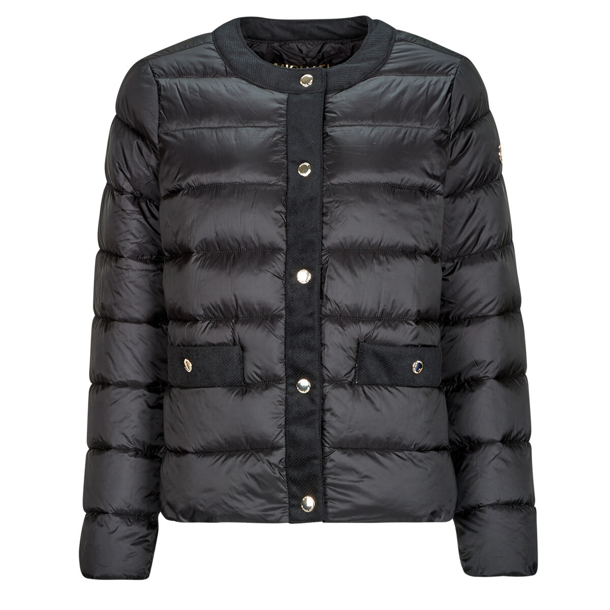 MICHAEL Michael Kors  COLLARLESS PACKABLE JACKET W CORDUROY TRIM  Černá