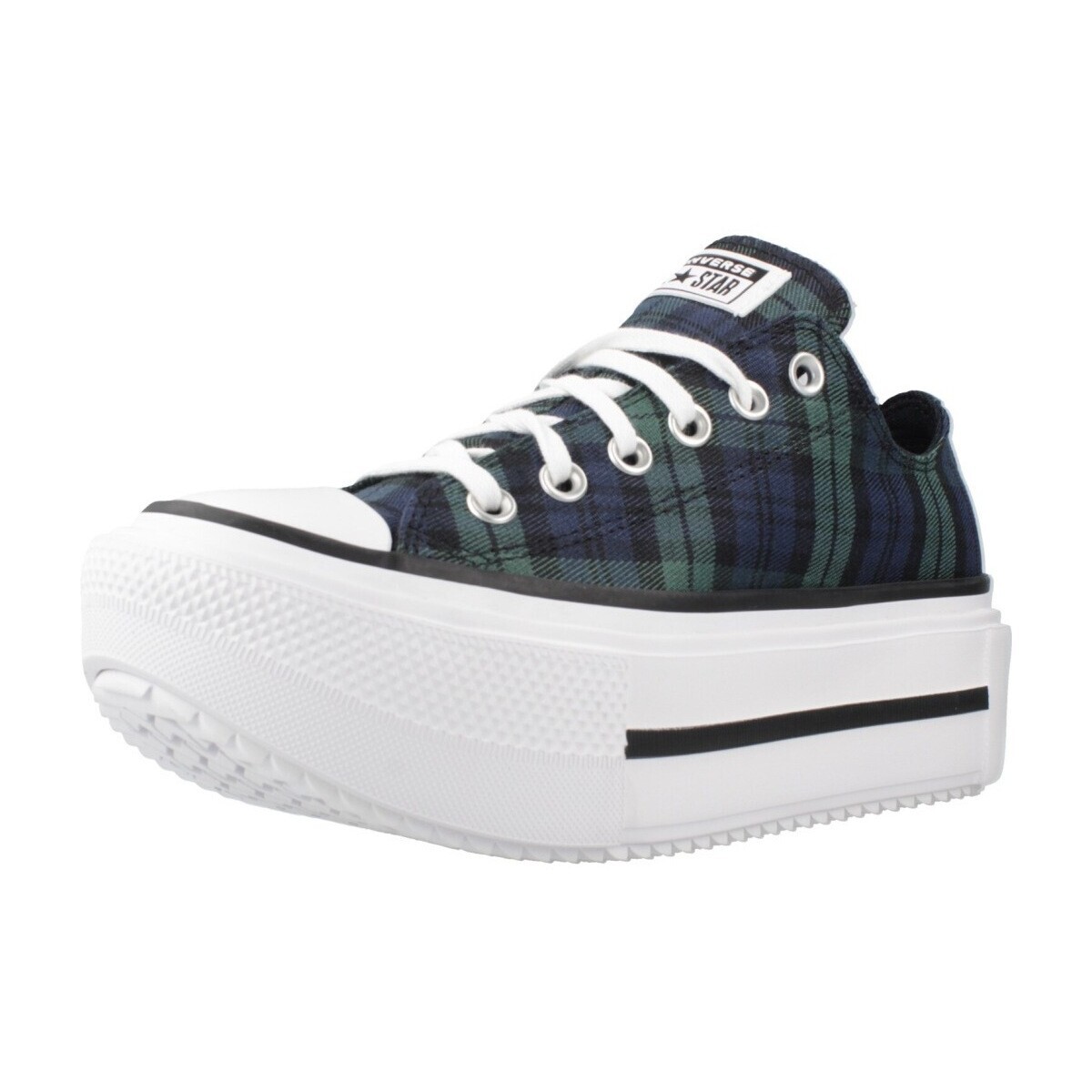 Converse  CHUCK TAYLOR ALL STAR LIFT DOUBLE STACK PLATFORM PLAID  Zelená