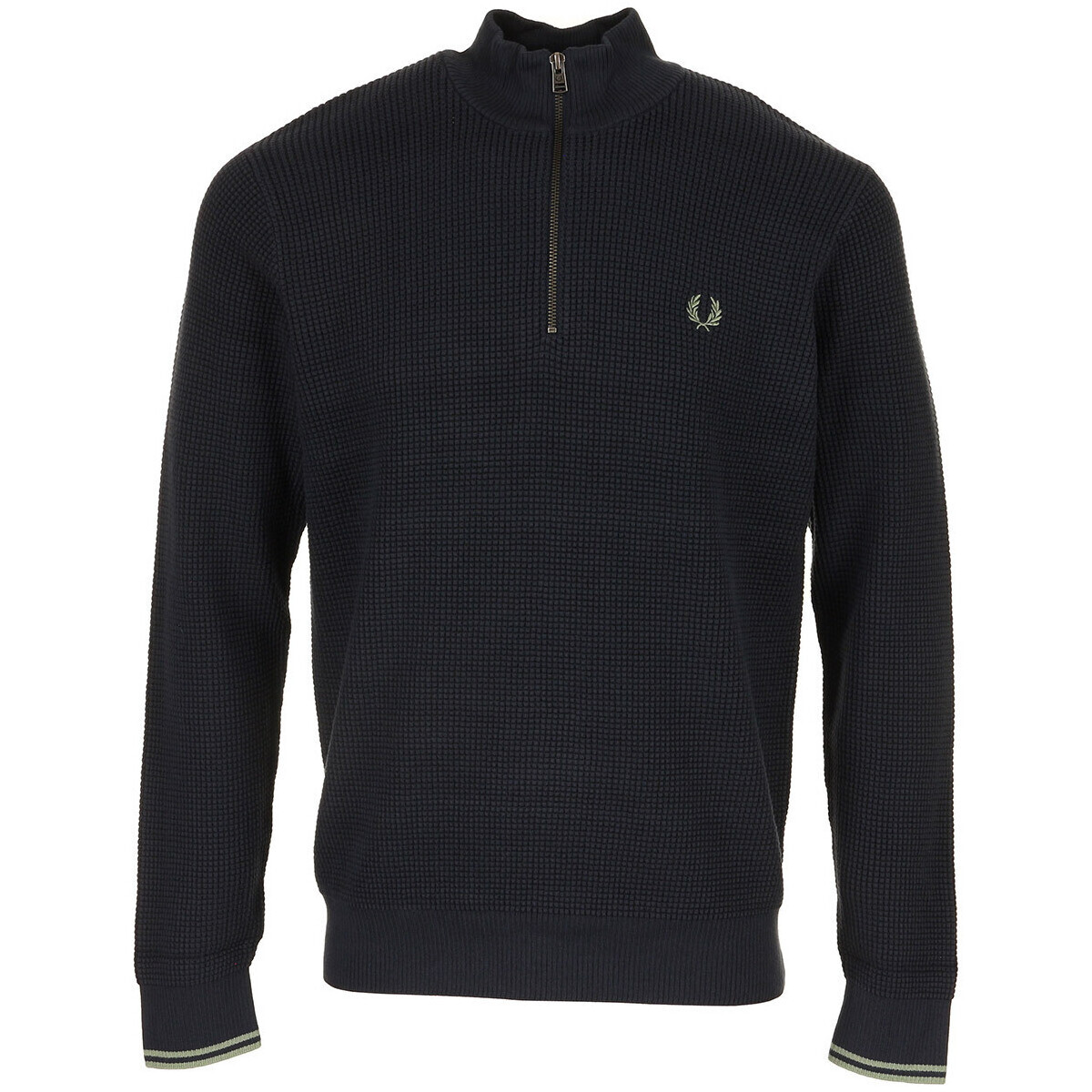 Fred Perry  Waffle Stitch Half Zip Jumper  Modrá