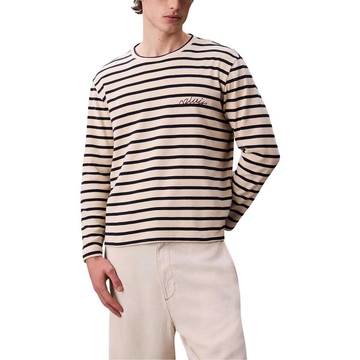 Calvin Klein Jeans  LS COMPACT RIB STRIP LV14LC207G  Bílá