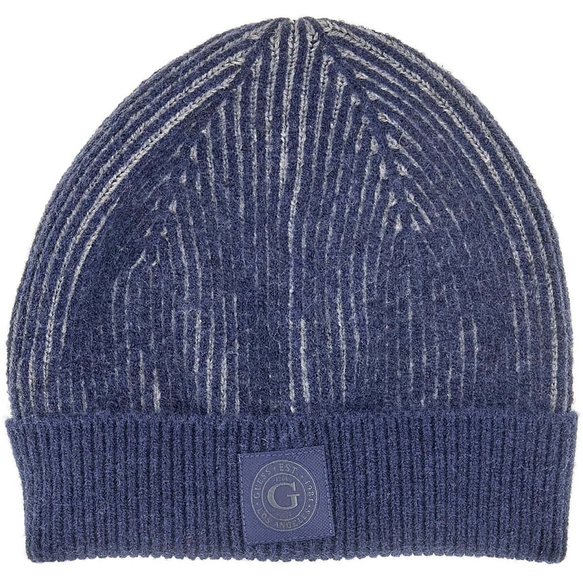 Guess  Bicolor Ribbed Beanie  Modrá