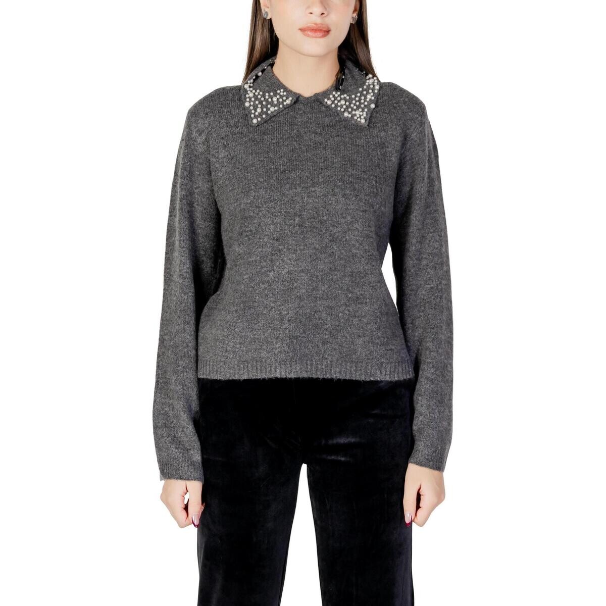 Jacqueline De Yong  Jdyaubray Life L/S Pearl Collar Pull Knt 15359787  Šedá