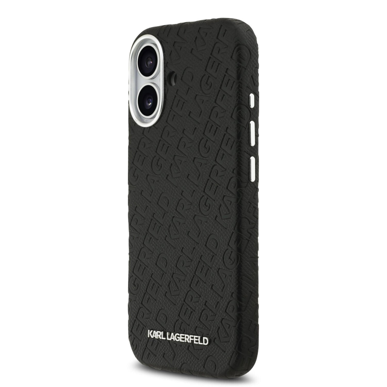 Zadní kryt Karl Lagerfeld Grained PU Repeated Logo MagSafe pro Apple iPhone 17, černá