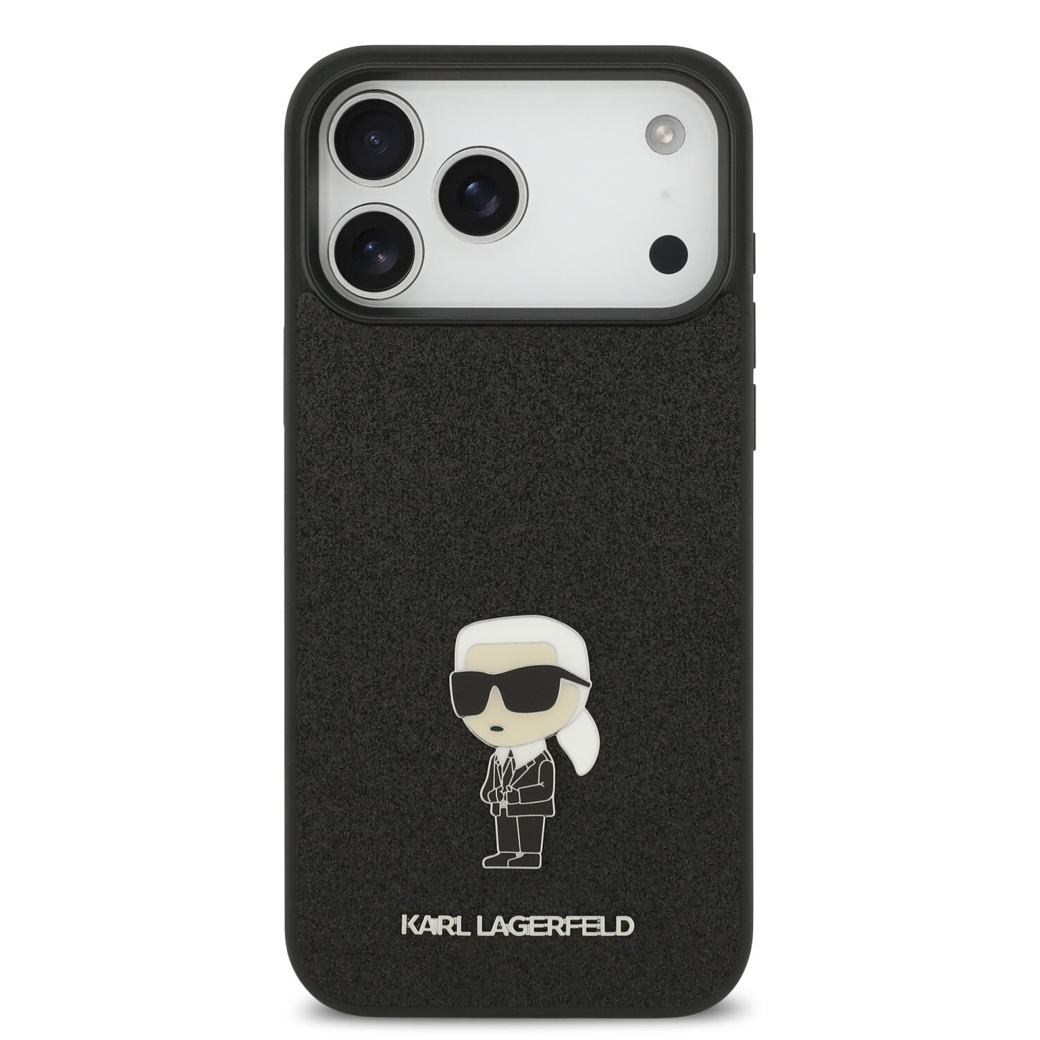 Zadní kryt Karl Lagerfeld Fixed Glitter Metal Ikonik pro Apple iPhone 17 Pro Max, černá
