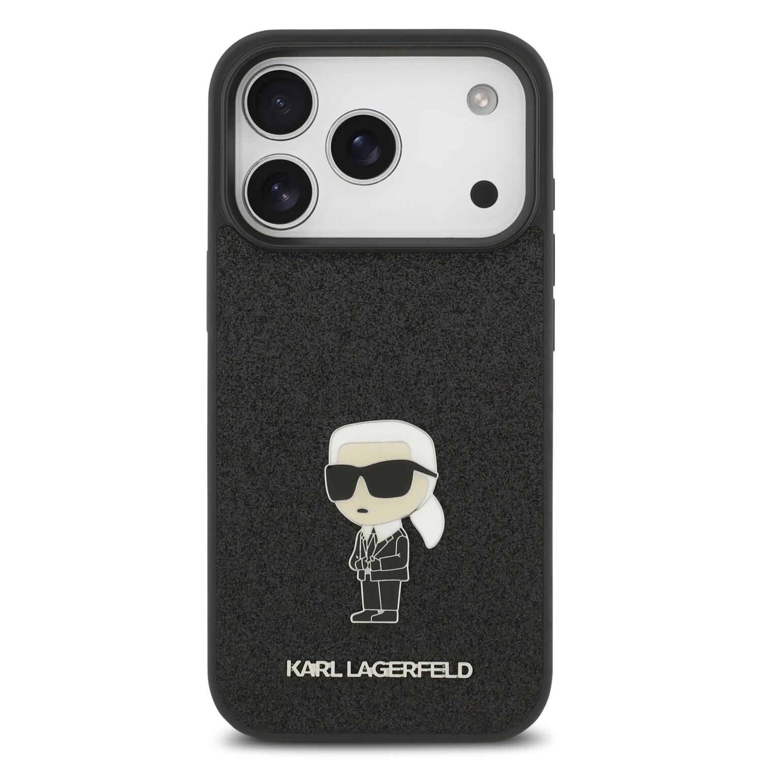 Zadní kryt Karl Lagerfeld Fixed Glitter Metal Ikonik pro Apple iPhone 17 Pro, černá
