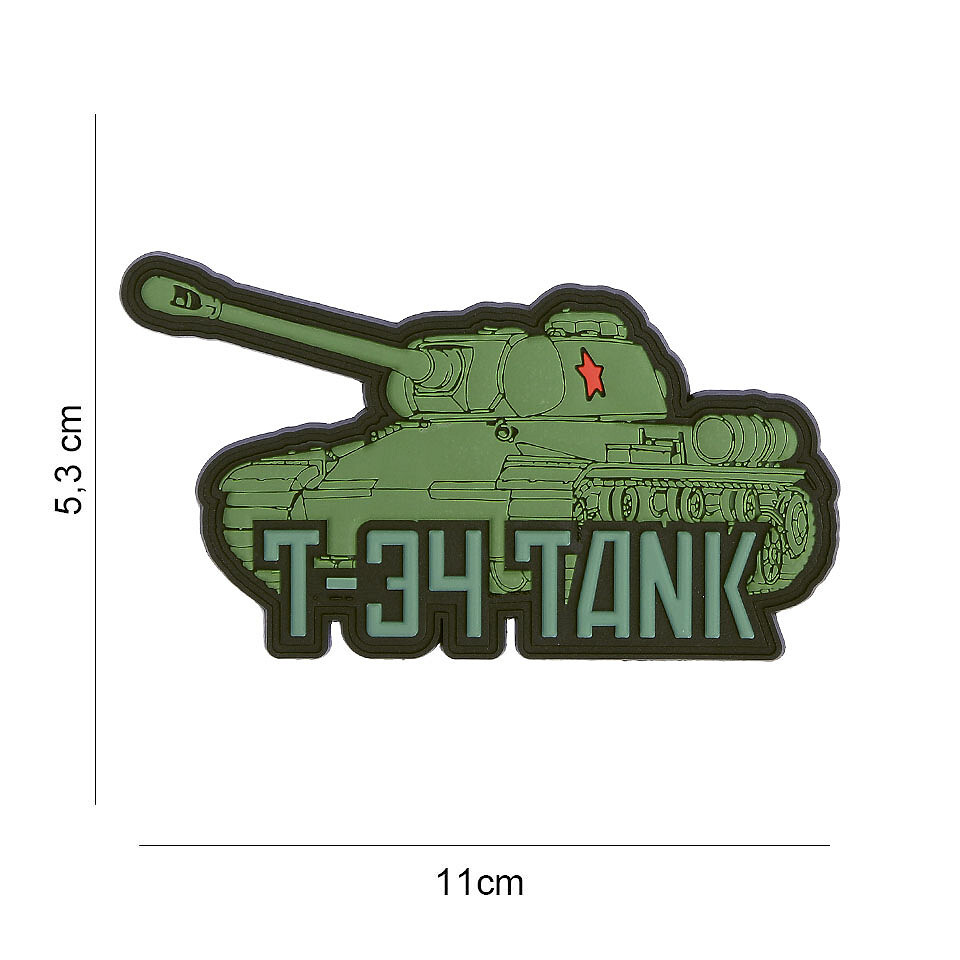 Gumová nášivka 101 Inc T34 tank - olivová-černá