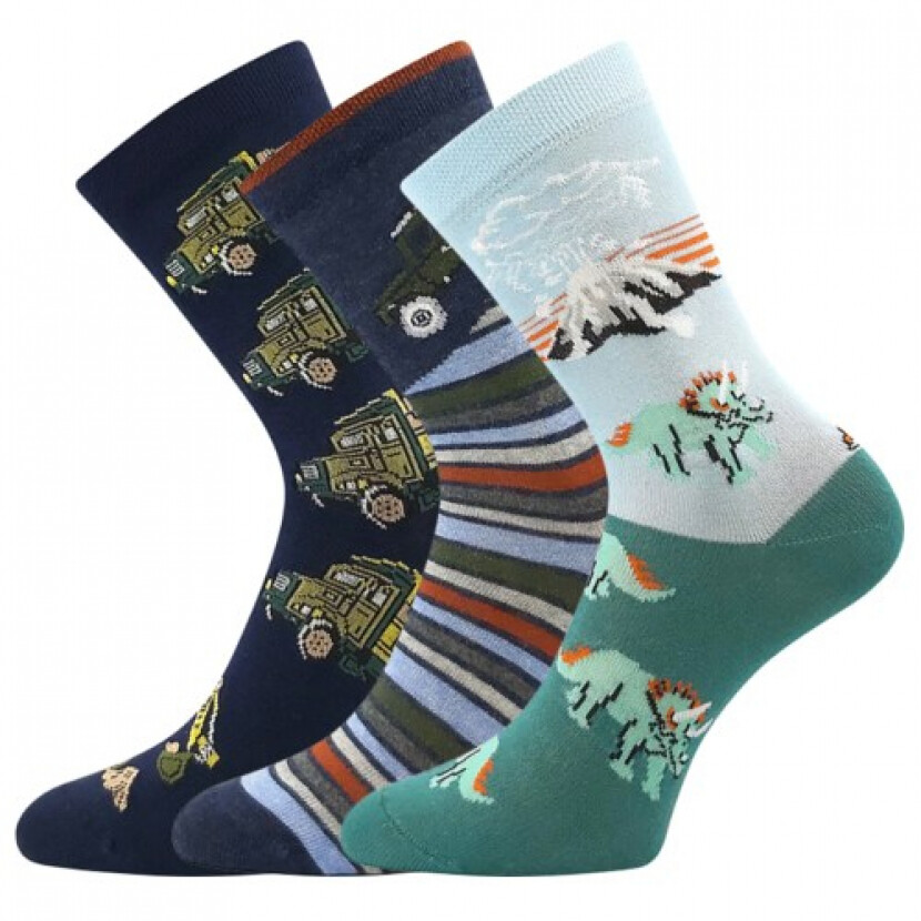 Ponožky obrázkové chlapecké Boma XVII3 A páry (2x barevné, navy), 35-38