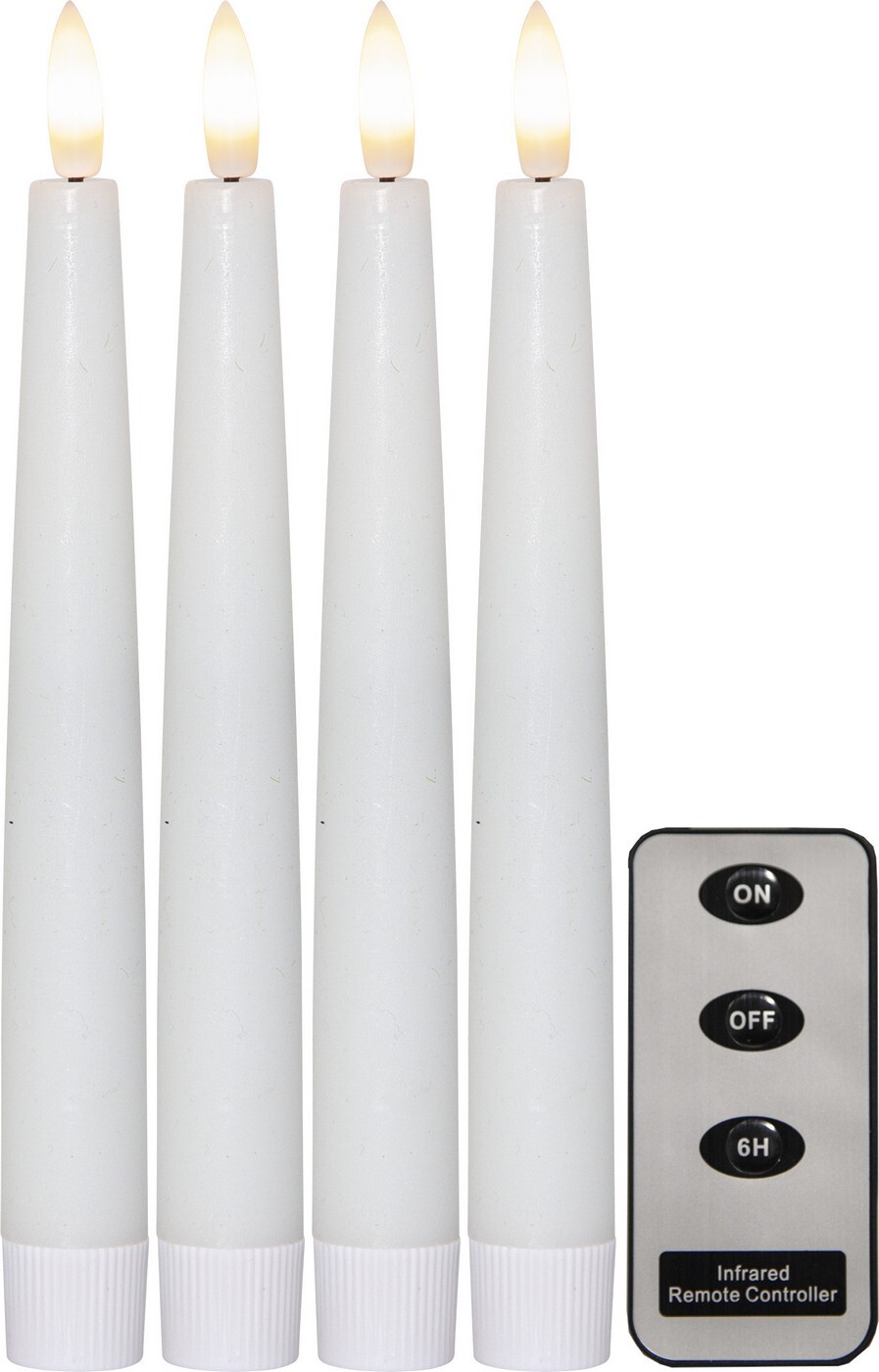 LED svíčka 4 ks výška 20 cm Star Trading Flamme Slim - bílá