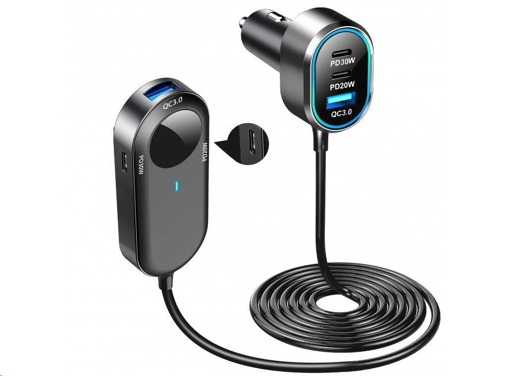 WG - Autonabíječka rozbočovač / 100W / 6 USB ports / 2x USB-A + 4x USB-C / s prodloužením