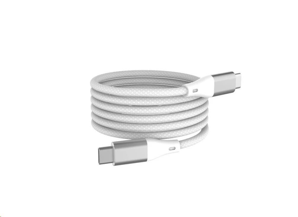 WG - Datový kabel Type-C na Type-C, 1 metr, 3A, 60W, magnetický samonavíjecí, bílá