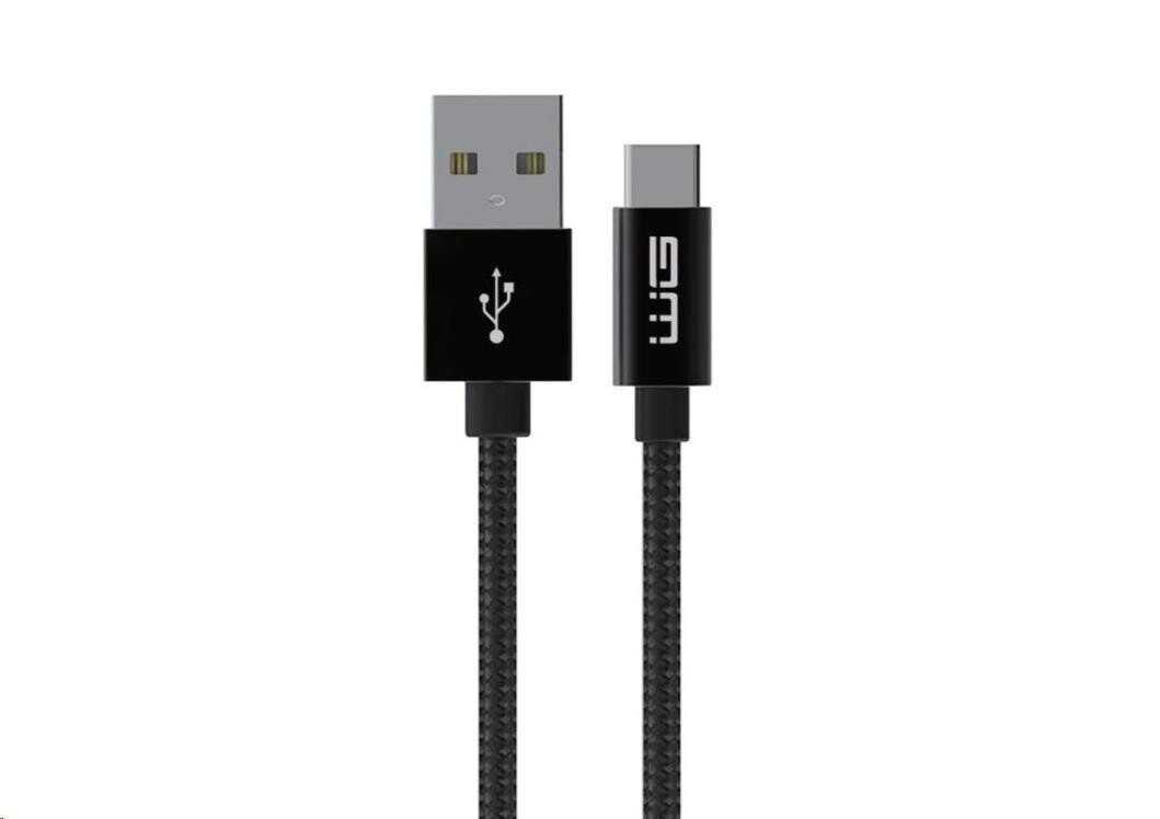 WG - Datový kabel Type-C to USB-A / 3m / nylon braided / black