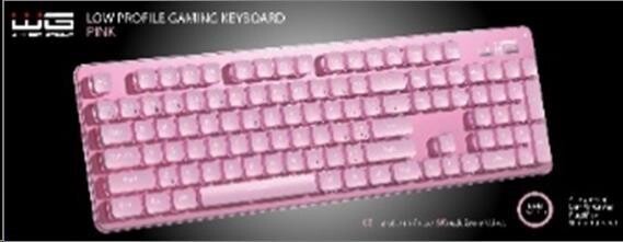 WG - Herní klávesnice WG, podsvícena, drátová, růžová