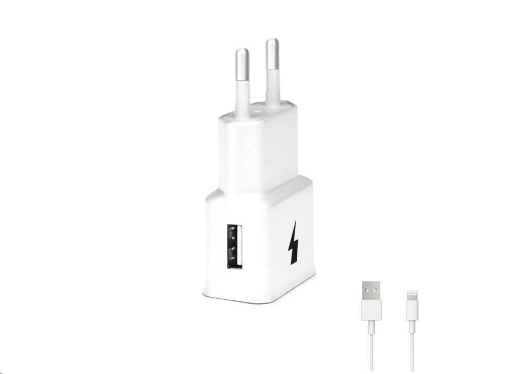 WG - Síťová nabíječka 1x USB-A, Quick Charge 3.0, 5V-9V-12V, kabel USB-A na Lightning, bílá