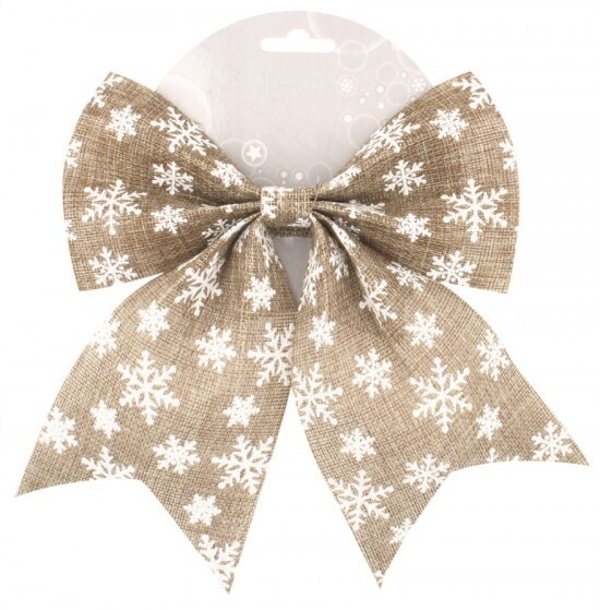 Anděl Jutová mašle s vločkami - 24 cm - 2752