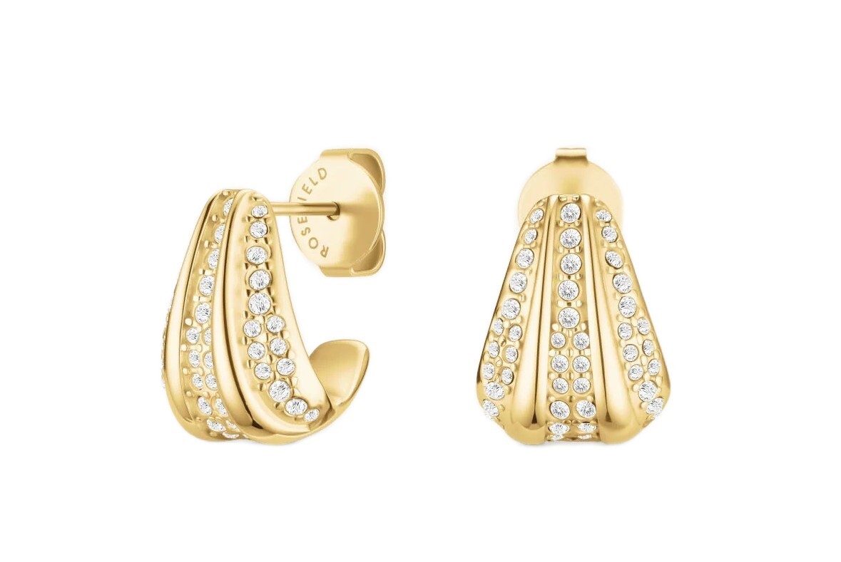 Rosefield Nadčasové pozlacené náušnice s krystaly Pavé JEPSG-J1228